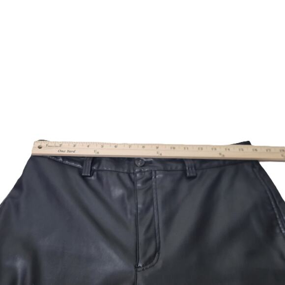 Zara Women's Medium Black Top-Stitched Faux Leather Pants Wide‎ Leg - Picture 8 of 10